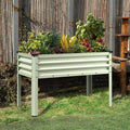 Galvanized Raised Garden Bed with Legs 48 W x 24 D x 32 H Large Metal Elevated Raised Planter Box with Drainage Gaps for Backyard Patio Balcony 507lbs Capacity Beige