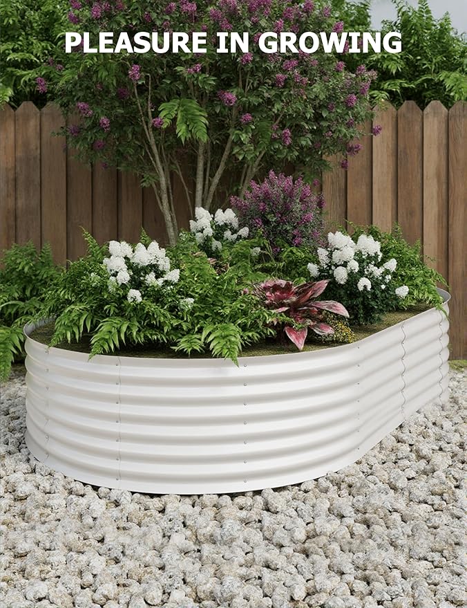 Garvee Steel Raised Garden Bed Kit - Rust-Proof Open Base Design Tool-Free Assembly 1.5-2 ft Deep Planter Box for VegetablesHerbsFlowersWhite10x4x1.5 ft