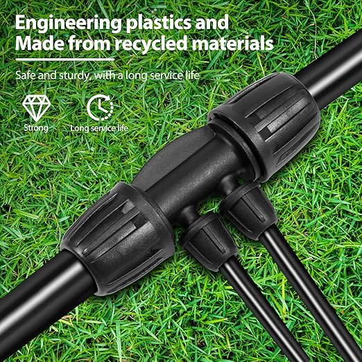 40 PCS Drip Irrigation Fittings 4-Way Lock Barbed Connectors 1/2 Inch to 1/4 Inch Anti-Drop Tee Fitting for 1/2 Irrigation Tubing (16mm OD 0.60-0.63) Garden Lawn Farm Drip System Parts