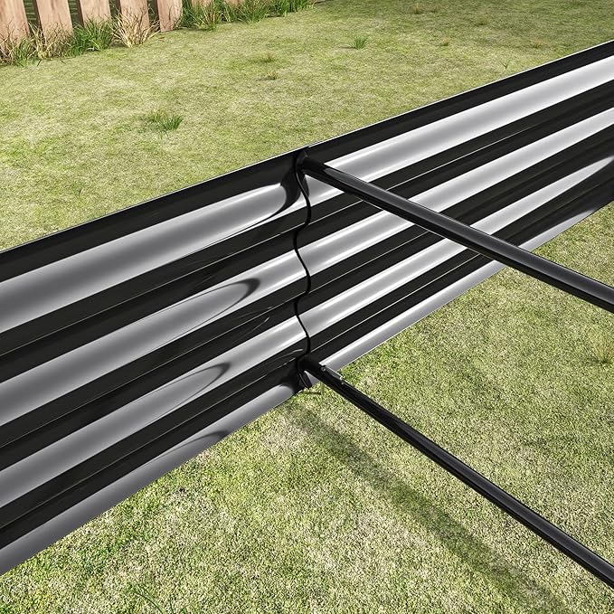 Raised Garden Bed Kit - Metal Raised Bed Garden7.6x3.7x0.98ft for Flower Planters Vegetables Herb Black