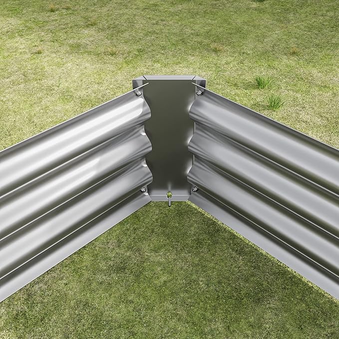 Raised Garden Bed Kit - Metal Raised Bed Garden 7.6x3.7x0.98ft for Flower Planters Vegetables Herb Silver