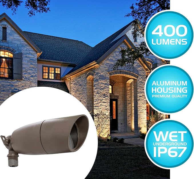 Westgate LED Landscape Spotlight Waterproof Spotlight Adjustable Directional Lighting for Patio Deck Yard Garden Pathway Pool Area - All Accessories Included (1 Bronze)