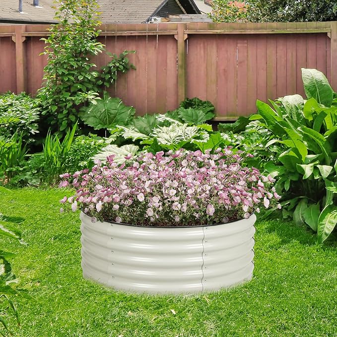 BPS Metal Raised Garden Bed 3.5FT Diameter Galvanized Planter Raised Garden Boxes for Flower Planters Vegetables Herb
