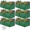 YITAHOME 6pcs 8x4x2 ft Galvanized Raised Garden Bed Kit Large Metal Planter Box with Gloves Safety Rubber &amp Support Rod Outdoor Flower Bed for Plants Vegetables Green