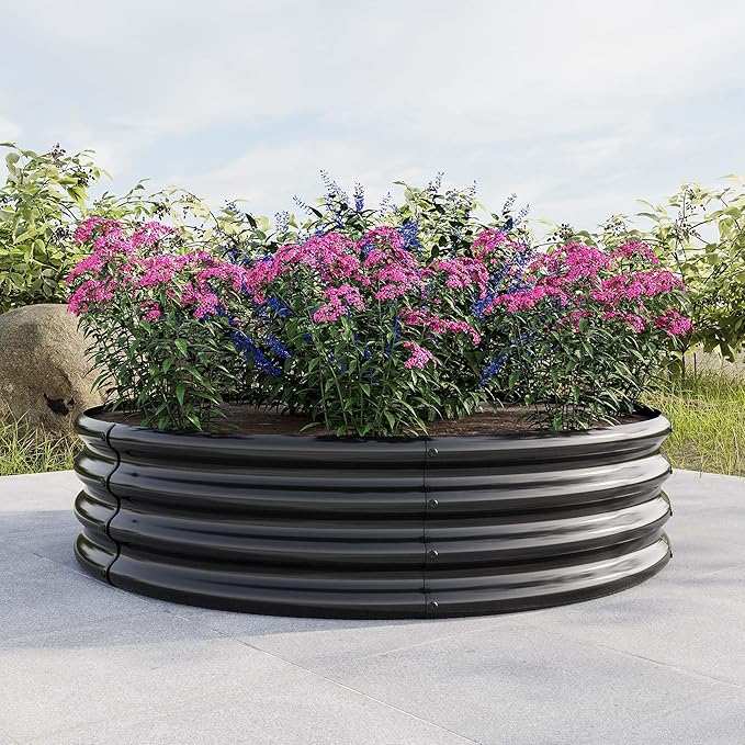 47.24 x 11.4 Galvanized Raised Garden Bed Tall Metal Garden Bed for Vegetables Ground Raised Beds for Gardening Backyard Patio Or Lawn Durable Above (Black 47.24x11.4)