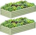 2PCS 6x3x1FT Galvanized Raised Garden Bed Galvanized Planter Raised Garden Boxes Outdoor Large Metal Raised Garden Beds for Vegetables-Green