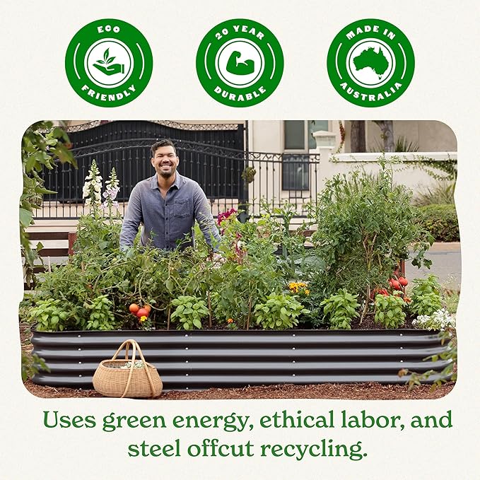 Epic Gardening 6-in-1 Modular Galvanized Raised Garden Bed Kit 29 Tall Metal Planter Box Durable Aluzinc Steel Raised Garden Bed Outdoor for Vegetables Herbs Flowers &amp Fruits - Medium Mist Gr