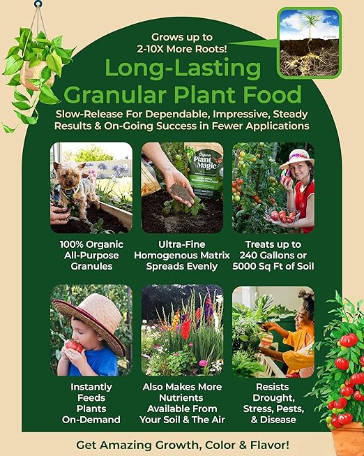 Organic Plant Magic - Truly Organic™ Long-Lasting Spreadable Plant Food: All-Purpose Fertilizer Granules for All Flower Vegetable Herb Fruit Tree Shrub Container Garden &amp House Plants [One 20 lb B