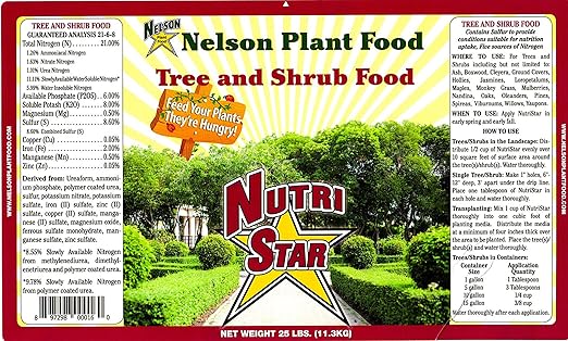 Nelson - Trees Shrubs &amp Evergreens Plant Food for In-Ground Containers &amp Patios Granular Fertilizer NutriStar 21-6-8 (25 lb.)