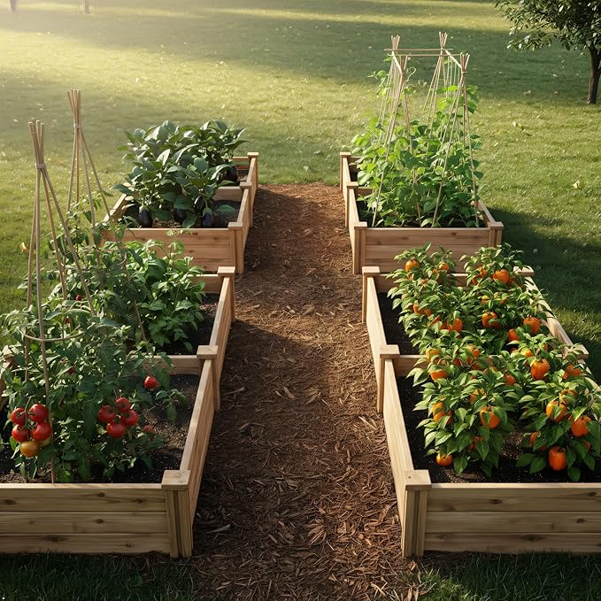 Durable Wooden Planter Box Outdoor – Natural Acacia Wood Raised Bed for Diverse Planting – Elevated Garden Box for Vegetables – Promotes Better Drainage – Sturdy Garden Bed (47x25x10 IN)
