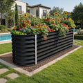 YITAHOME 24 Tall 9 in 1 Raised Garden Bed Kit96x24 in Large Galvanized Metal Planter Box with Gloves Safety Rubber &amp Support Rod Outdoor Flower Bed for Plants Vegetables Flowers Black