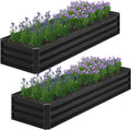 2PCS 8x2x1FT Galvanized Raised Garden BedPlanter Raised Beds-Metal Garden BoxLarge Plant for Outdoor Planting Vegetables BedFlowerherb-Black