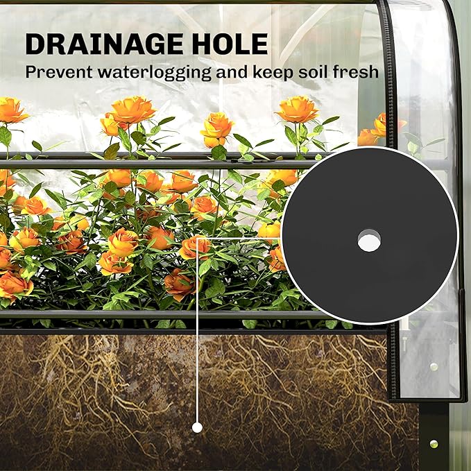Outsunny Raised Garden Bed with Flip-Up Greenhouse Cover Metal Elevated Garden Bed with Legs and Drainage Hole Outdoor Raised Planter Box for Vegetables Herbs Flowers 39.4 x 19.3 x 53.5 Black