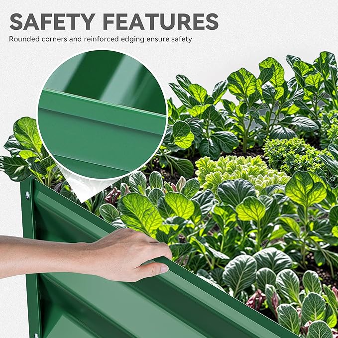 YITAHOME 6x3x1.5ft Large Raised Garden Bed Kit Galvanized Metal Planter Box with Gloves Ground Nails Support Rod Outdoor Above Ground Planters for Plants Vegetables Flowers Green