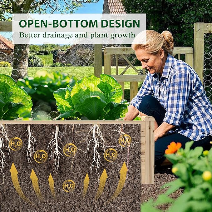 94''L x 47''H x 15''W Wooden Raised Garden Bed Elevated Planter Garden Box Stand Garden Bed Planter for Vegetables Flowers Herbs Ideal for Outdoor Gardening with Open Base