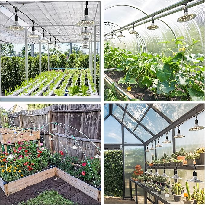 Outdoor Grow Lights with Timer Full Spectrum Greenhouse Grow Lights with Timer IP65 Waterproof String Grow Light Outdoor UL Certified Daisy Chain LED Grow Light 41FT