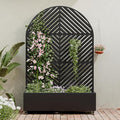 Casaphoria Metal Raised Garden Bed with Trellis and Wheels 72x47x16 Arched Planter Box for Climbing Plants Vegetables &amp Vines Features Drainage Holes and Privacy Screen (Black-Parallel)