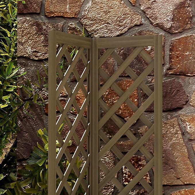 48x25x18in Premium Carbonized Wooden Raised Garden Bed with Full-Height Trellis System for Vertical Garden Expansion Practical Design