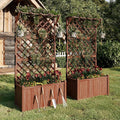 SPECRAFT 2 Pack Wood Planter with Trellis 35.4x17.7x72 Inch Raised Garden Bed 1.6Ft Deep Large Planter Box for Outdoor Gardening Vegetables and Climbing Plants