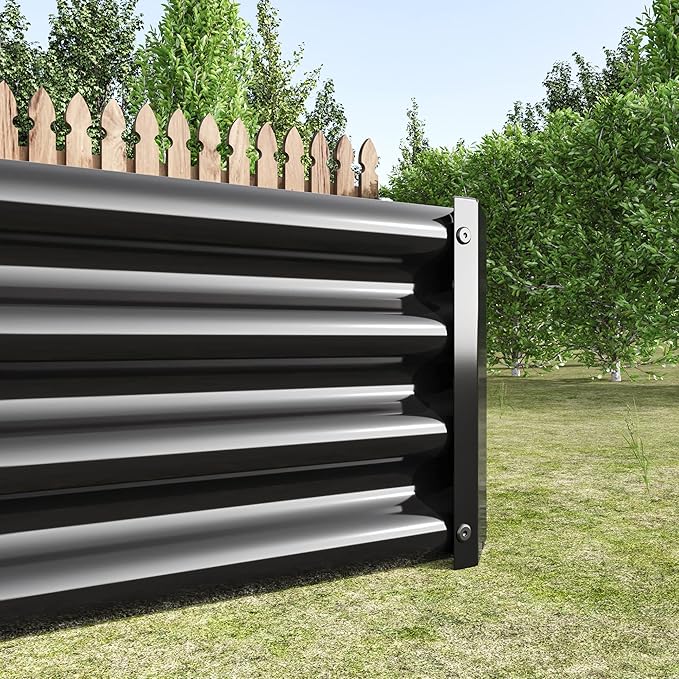 8x4x1ft Raised Garden Bed Kit - Metal Raised Bed Garden for Flower Planters Vegetables Herb Black