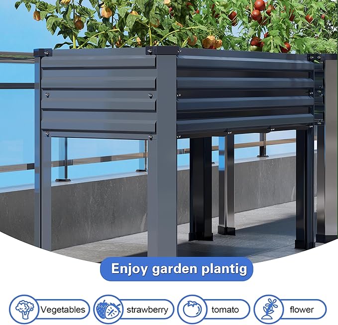 Galvanized Raised Garden Bed with Legs2PCS 48×18×30in Elevated Planter Box for BackyardOutdoor Garden Patio Balcony 300lb CapacityGrey