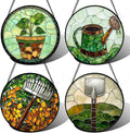 Stained Glass Window Hanging 4 Pcs Set Gardening Tools 9.8 - Suncatcher Door Garden Sun Catcher Decor Birthday Mother's Day for Gardener Men Woman Nana Mam Friend