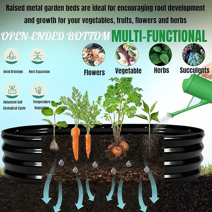 NestNature Modular Galvanized Raised Garden Bed Kits 17 Tall 10-in-2 Outdoor Metal Raised Planter Bed for Planting Plants Vegetables Fruits Flowers Herbs Gardening Ground Planter Box-Gray