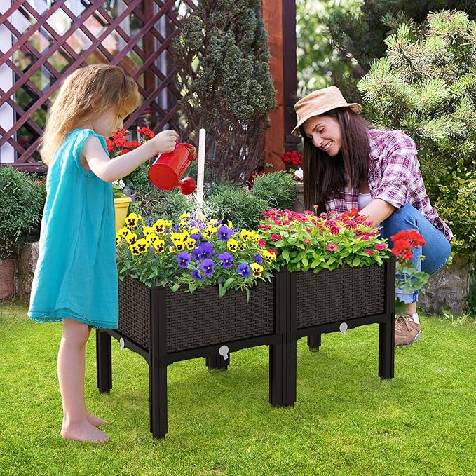 S AFSTAR Raised Garden Bed with Removable Legs &amp Brackets 6 Pack Elevated Garden Planter Kits for Flowers Fruits Vegetables Multiple Combination Planting Box Container for Garden Patio Balcony