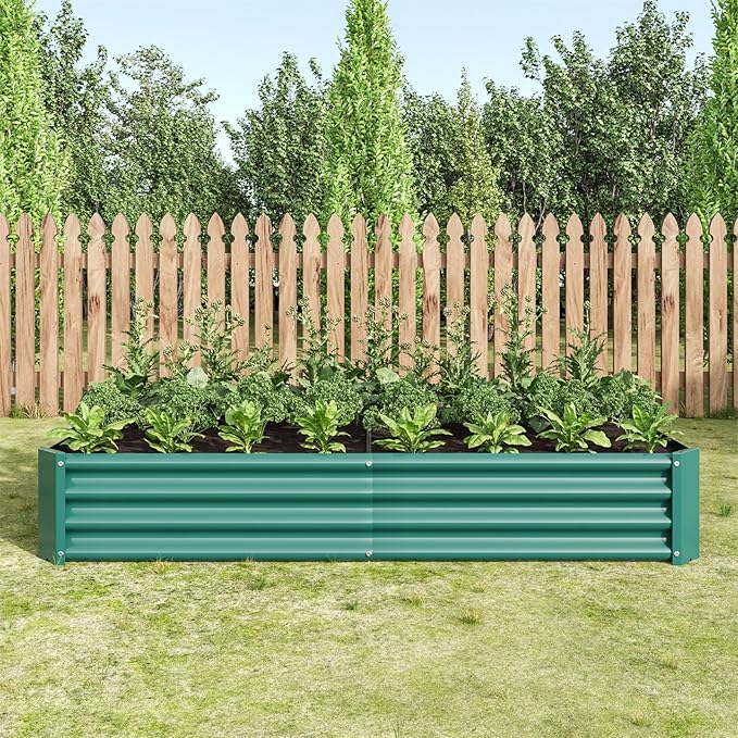 Raised Garden BedRaised Beds for Gardening Outdoor for Vegetables Flowers Ground Planter BoxGalvanized Raised Garden Beds. (Green with 6x3x1ft)