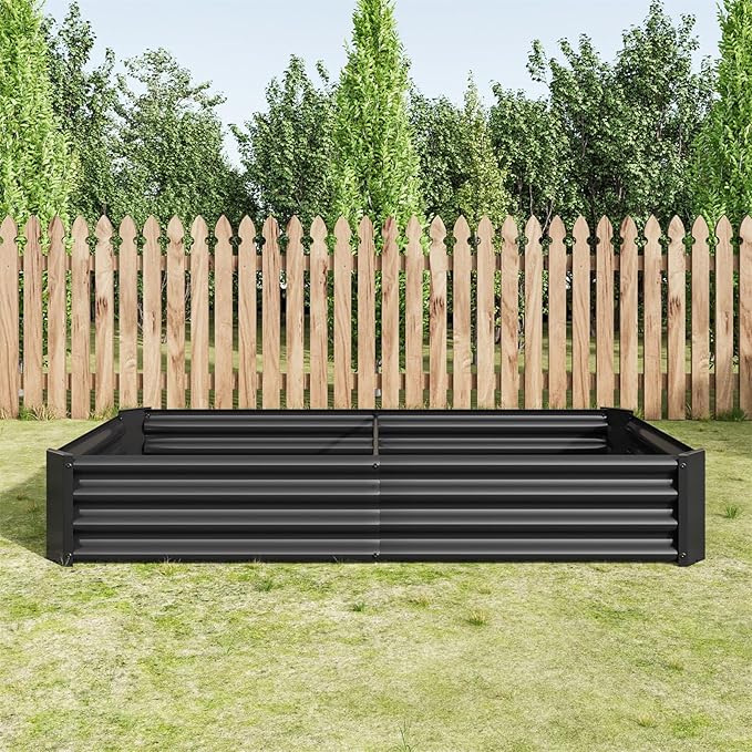 Raised Garden BedRaised Beds for Gardening Outdoor for Vegetables Flowers Ground Planter BoxGalvanized Raised Garden Beds. (Black with 6x3x1ft)