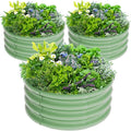 3Pcs 2X2X1ft Round Raised Garden Bed KitGalvanized Raised Garden Beds Outdoor Metal Planter Box Steel Kit Flower HerbVegetables..Grass Green