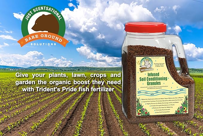 Just Scentsational TP-5C Trident's Pride Organic Liquid Fish Infused Hydroponic Soil Conditioning Granules in Shaker Jug 5 lbs