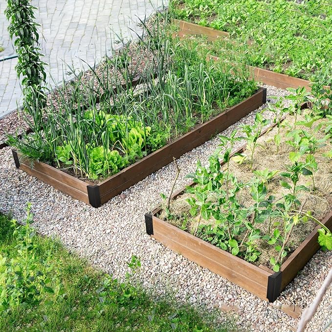 Therwen 8 Set Raised Garden Bed Corner Brackets with 128 Screws Fit Lumber up to 2 Inch x 12 Inch Metal Planter Box Rust Resistant Raised Bed Brackets for Vegetable Garden(Black)