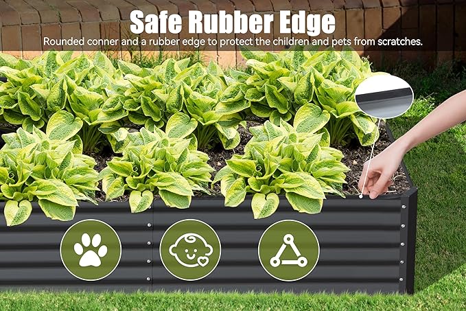 6x3x1.5ft Galvanized Raised Garden Bed Outdoor Planter GBoxes Large Metal Planter Box for Gardening Vegetables Fruits Flowers Gray