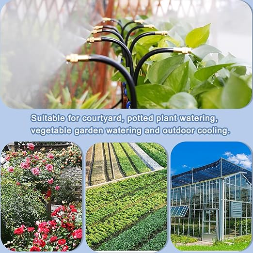 49.21Ft Drip Irrigation Kit Automatic Drip Irrigation System 360° Bendable Garden Irrigation System Garden Watering System Adjustable Bendable Nozzle Copper Sprayer System for Garden Yard