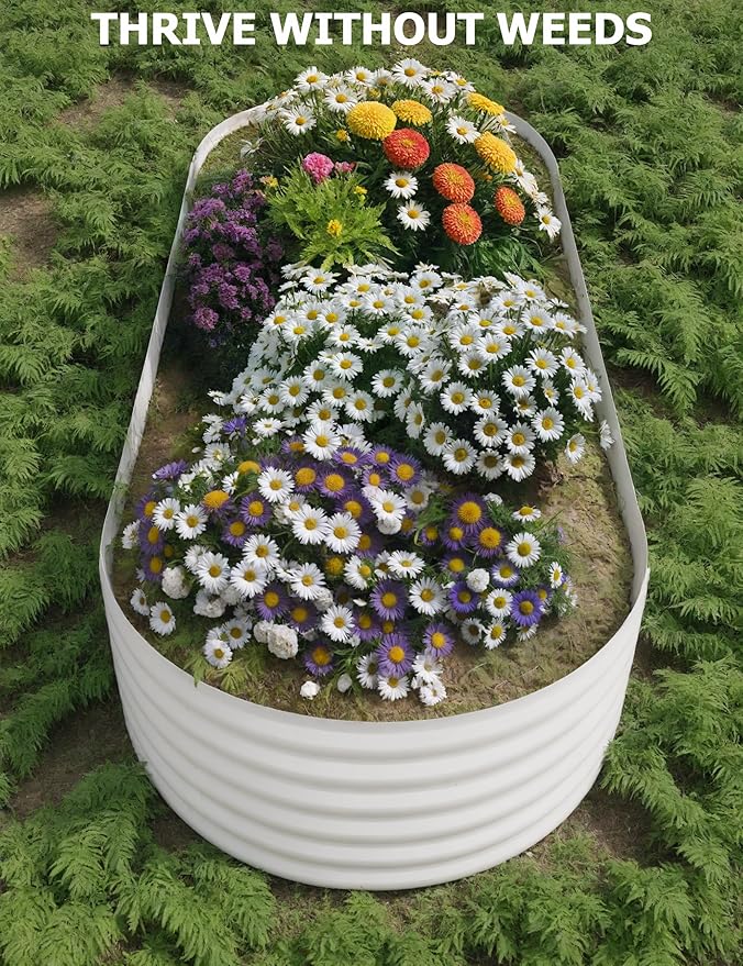 8x4x1.5 ft Raised Garden BedGalvanized Raised Planter Boxes Outdoor with Easy Assembly Large Garden Bed for Vegetables Fruits FlowerRaised Garden BedBeige