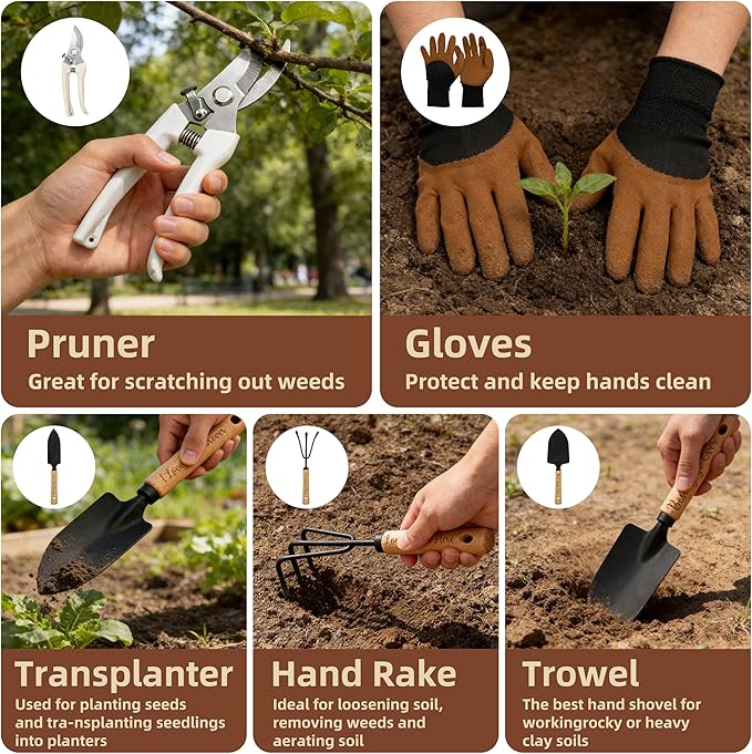 Gigi Gifts Garden Kit Gifts for Gigi Mothers Day from Grandkids Gardening Tools and Durable Garden Tools Organizer Tote Ideal Gardening Set for Women on Plant Lover Birthday Present Brown