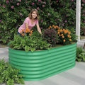 IDEALHOUSE Galvanized Raised Garden Bed Outdoor 24” Tall Metal Planter Box Large Garden Beds for Vegetables Flowers Herbs Rust-Resistant Steel Planter with Anti-Cut Edges Easy Assembly Beige
