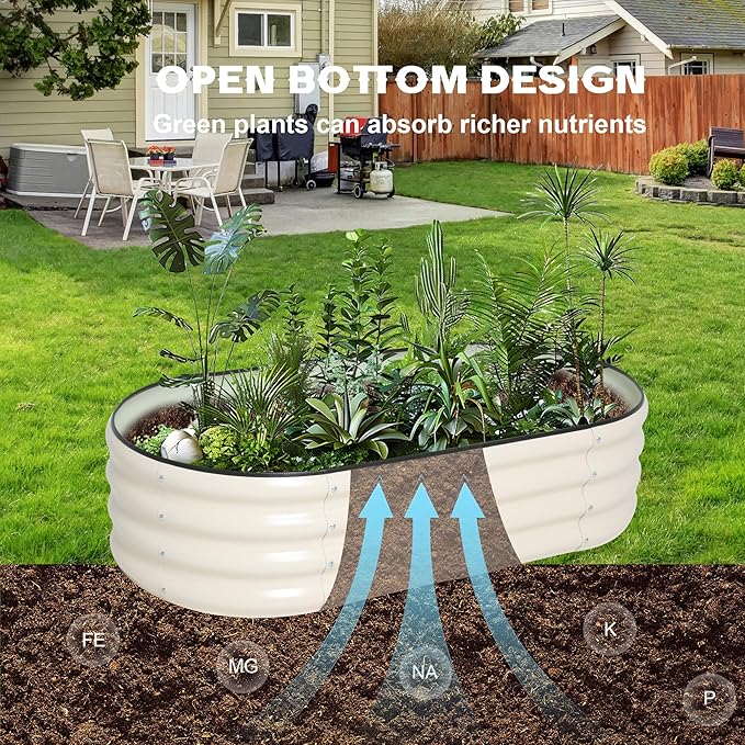 Galvanized Raised Garden Bed Kit Outdoor Metal Garden Planter Box for Backyard Gardening Planting Vegetables and Patio (47.2x23.6x11.8)
