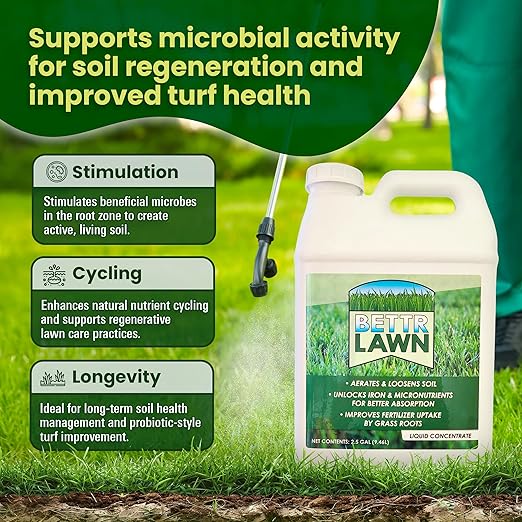 Bettr Lawn Liquid Lawn Aerator – Soil Activator &amp Clay Conditioner with Humic and Fulvic Acids – Grass Root Booster &amp Nutrient Enhancer Improves Lawn Health &amp Penetrates Compacted Soil –