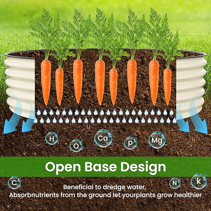 Round Raised Garden Bed Kit 3.5x3.5x1.4Ft Outdoor Zinc-Aluminum-Magnesium Metal Flower Beds Stainless Steel Patio Ground Planter for Planting Vegetables (Light Green)