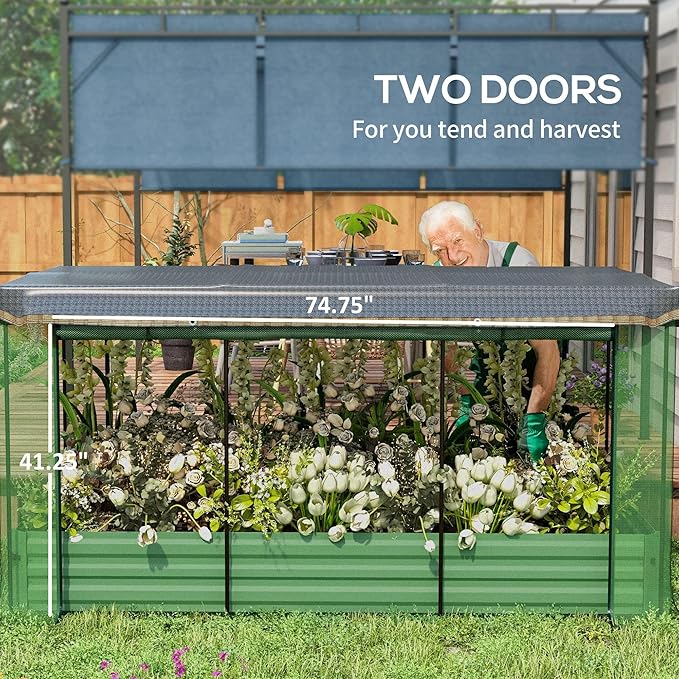 5x8ft Heavy Duty Weather Resistant UV-Resistant Garden Shade Cage Protection System Raised Bed Green Optimal Plant Growth
