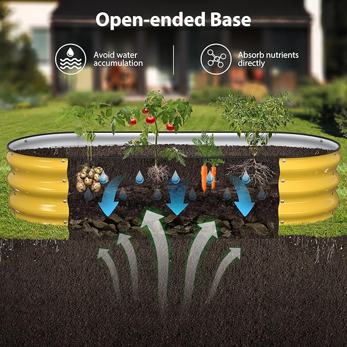 Raised Garden Bed Kit 5x2x1 ft Galvanized Planter Box Outdoor with Safety Edging Large Metal Raised Beds for Gardening Vegetables Flower Fruits (Cream Yellow)