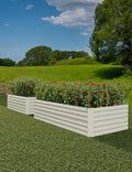 GAOMON 8x4x2 Ft Galvanized Metal Raised Garden Bed 24-Inch Tall Outdoor Planter Box for Vegetables Herbs and Flowers Rust-Resistant Heavy-Duty Garden Beds for Backyard Gardening Beige