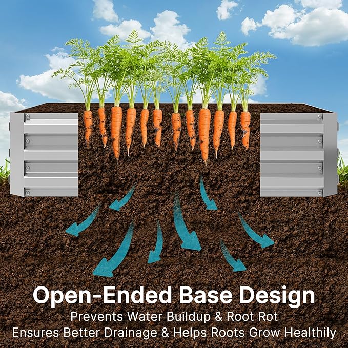 Miory Raised Garden Bed with Cover 3.9x2.5x1ft Galvanized Steel Planter with Mini Greenhouse Cover Dual Zippered Screen Windows Open Base for Vegetable Gardening