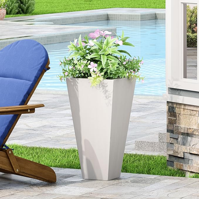 13 Outdoor Small Stone Planter White