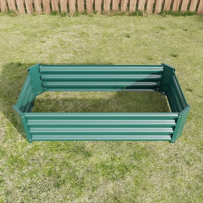 PlanterMetal Raised Garden BedRectangle Raised Planter for Flowers PlantsVegetables Herb Green