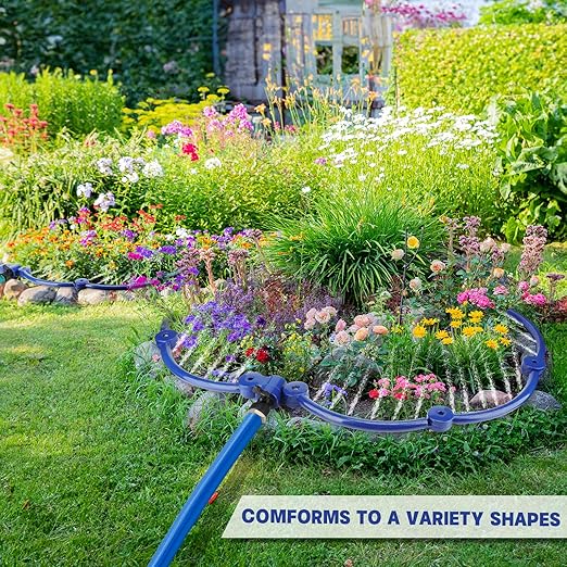 2Pcs 360° Tree Water System Tree Watering Ring 13 Inch Circle Sprinkler and Irrigation System Targeted Water with Y Hose Splitter for New Tree Outdoor Plants Raised Garden Beds Shrubs (Blue Small)