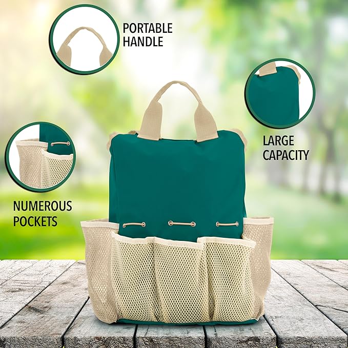 Garden Tools Set – Gardening Tools Organizer Handbag – Rust Proof Heavy Duty Ergonomic &amp Durable Tool Bag Kit – Gardening Gifts for Women &amp Men – Garden Tool Organizer Tote Bag with 10 Piece