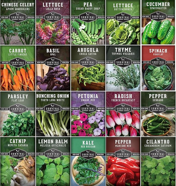Hydroponic &amp Indoor Garden Seed Kit – 20 Compact Heirloom Vegetable &amp Herb Varieties | Apartment Small-Space Patio &amp Vertical Tower Growing | Family Garden Gift – Survival Garden Seeds